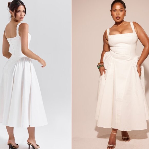 HOUSE OF CB 'Dorothy' White Cotton Midi Sundress NWOT - Picture 5 of 9